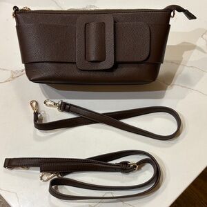 Sondra Roberts Dark Brown Crossbody Bag w 2 size straps